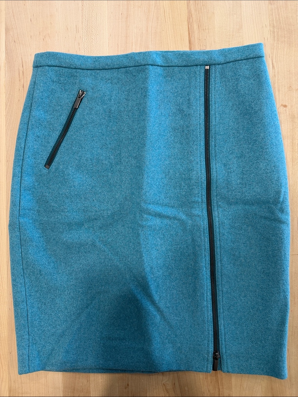 J. Crew Teal Zip-Front Pencil Skirt